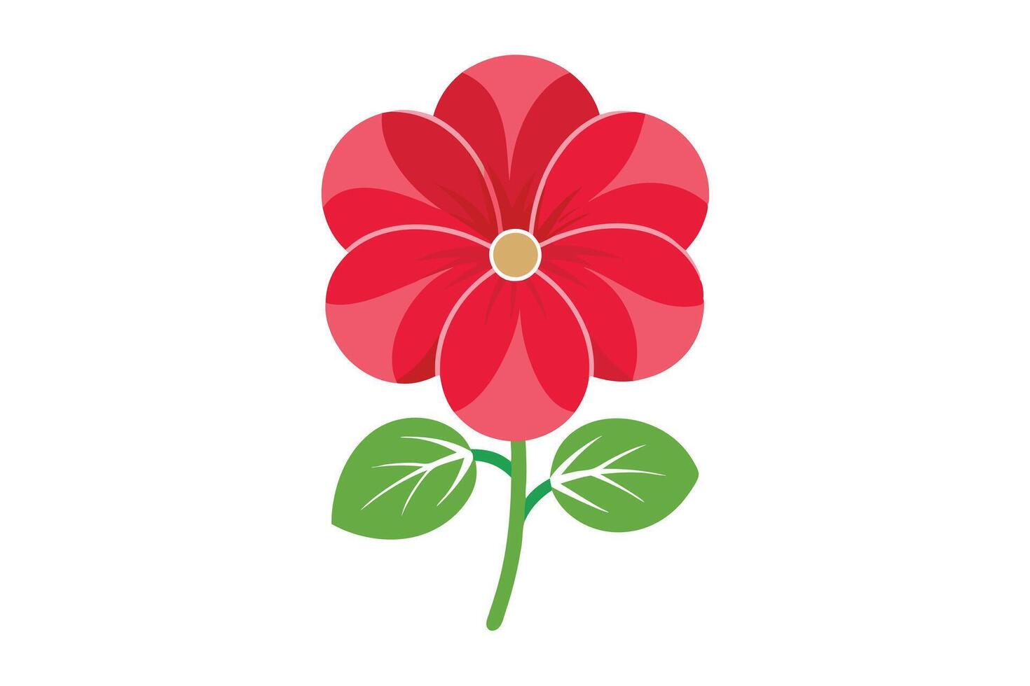 Vibrant Red Flower with Green Leaves vector