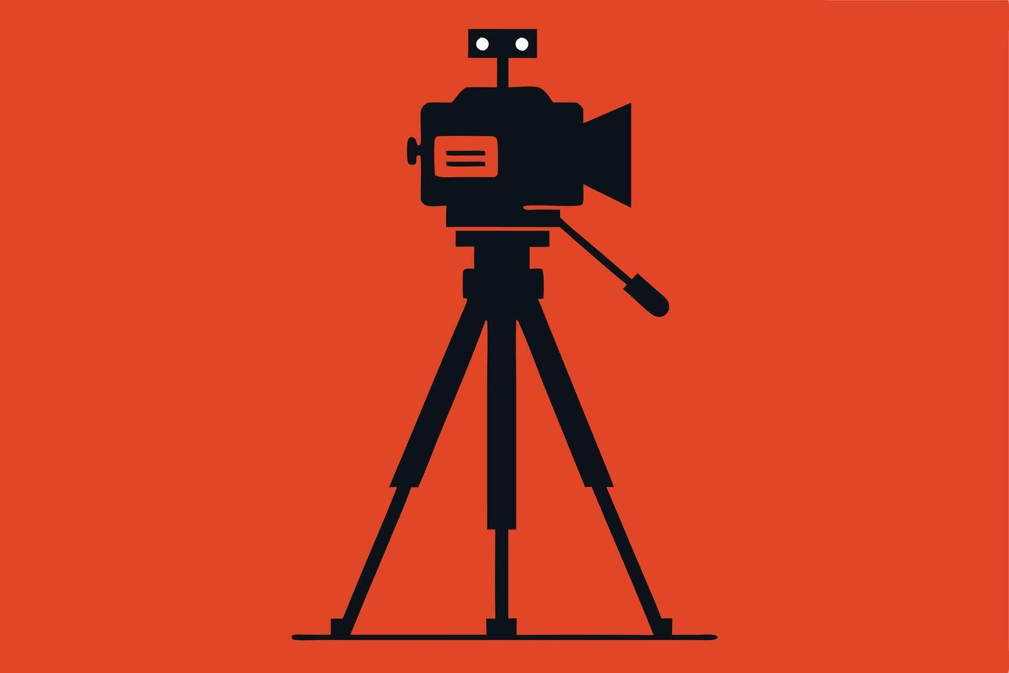 Flat Illustration of a Movie Camera on Tripod vector