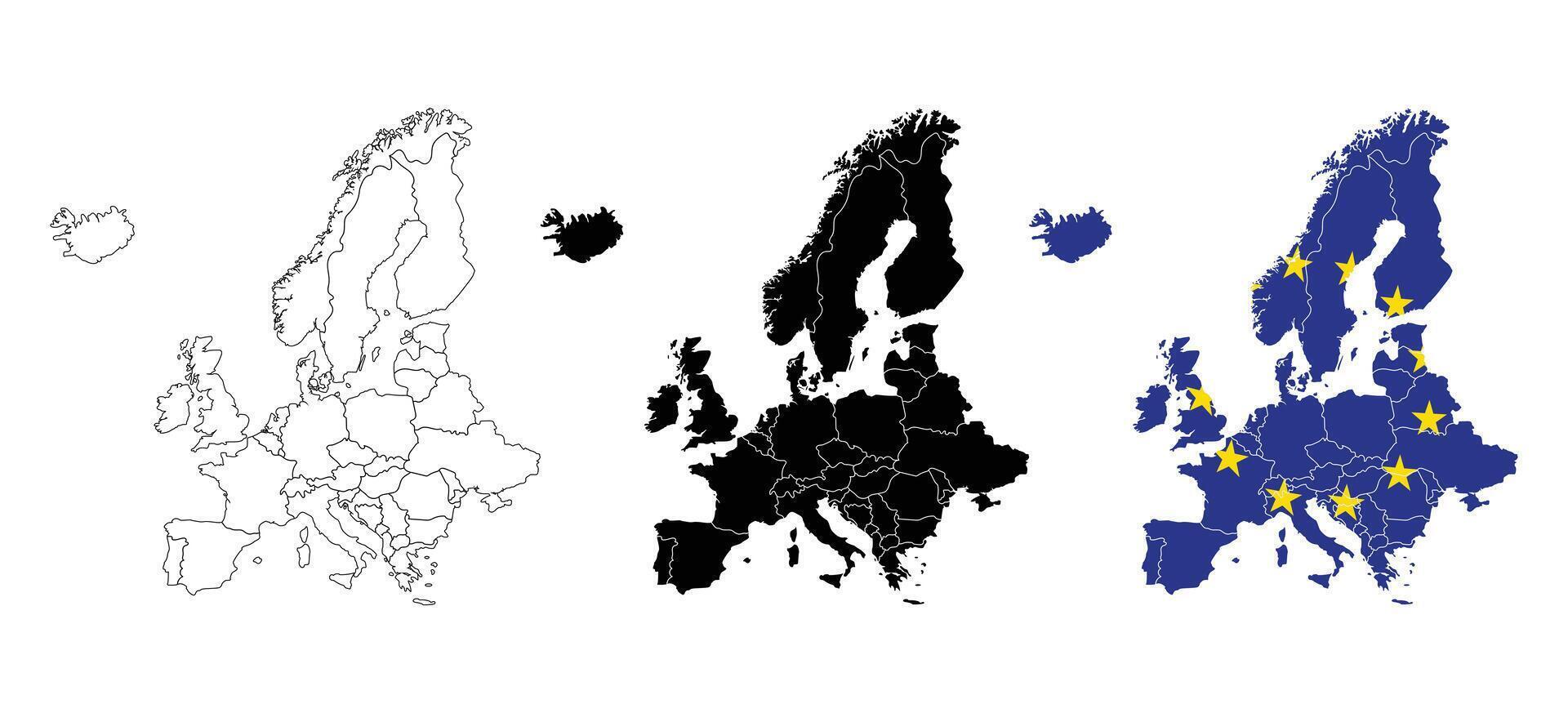 Europa Map Set Flat Design vector