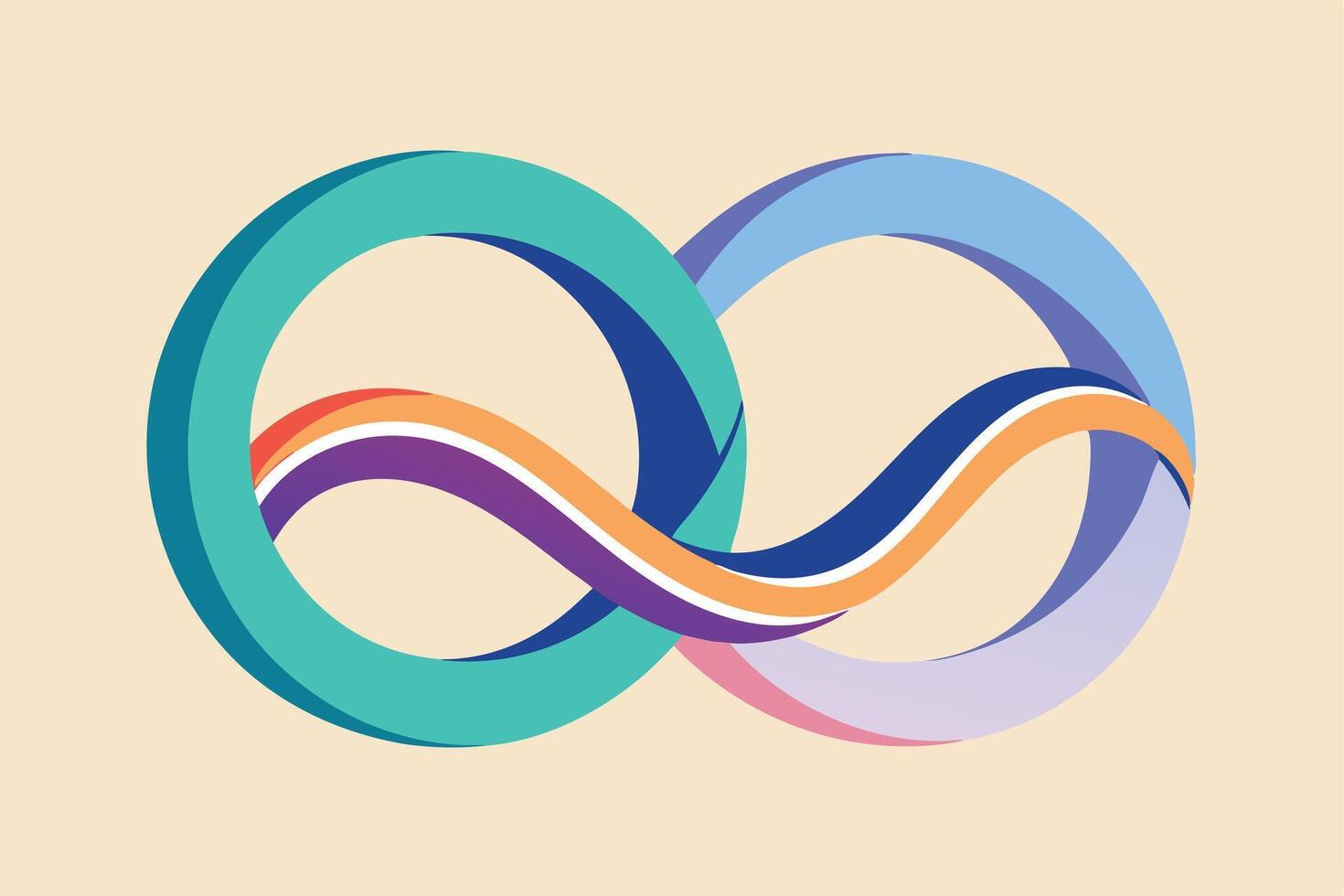 Colorful Intertwined Circles Illustrate Continuous Connection vector
