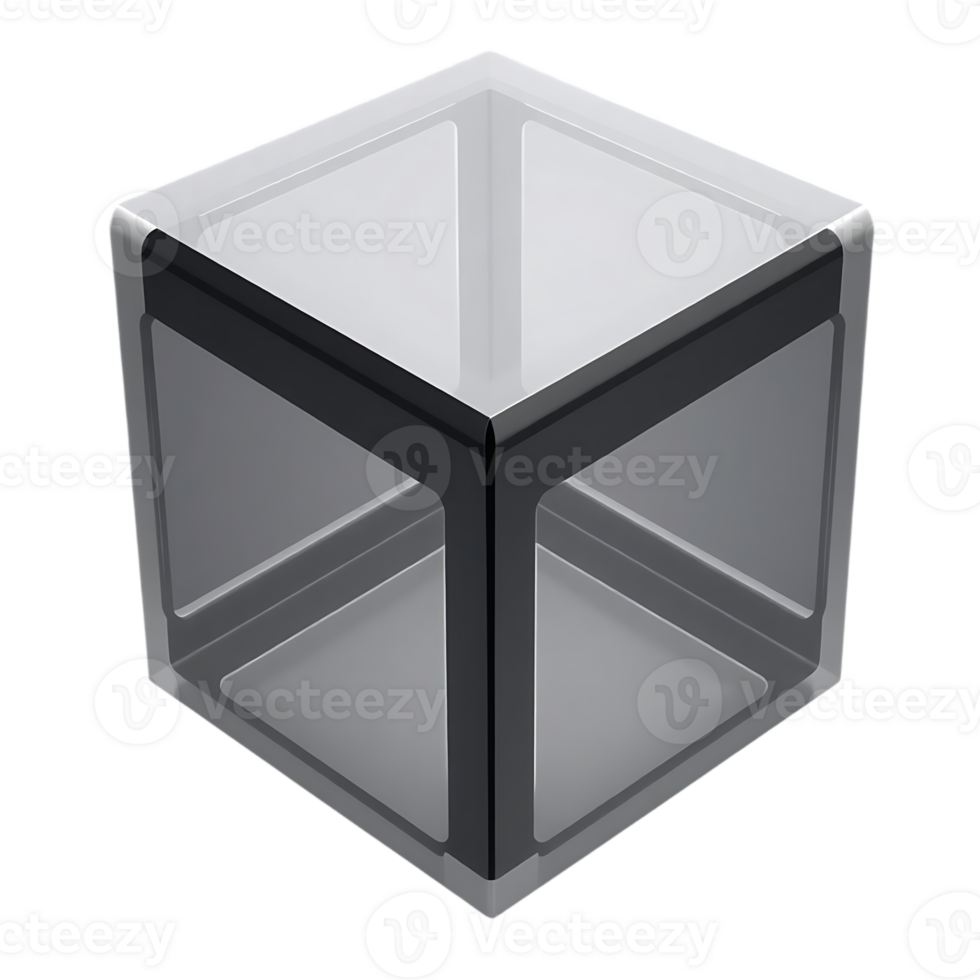 Black metal cube box png