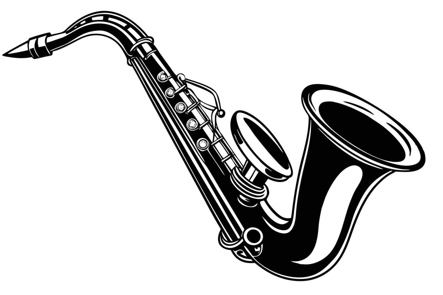 Black and White Saxophone Illustration vector