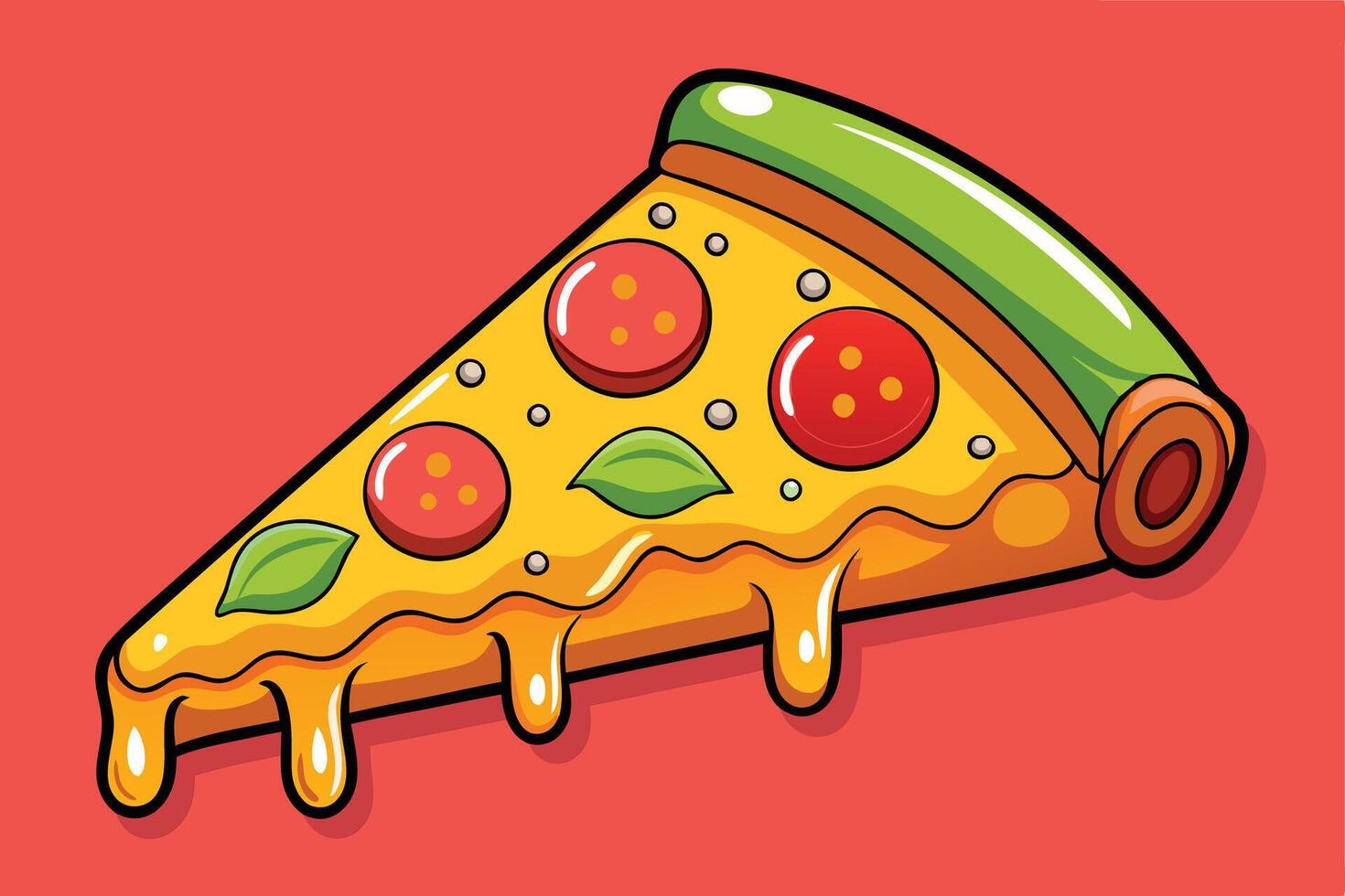 Pizza Slice on a Vibrant Background vector