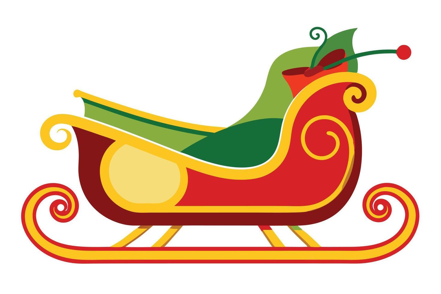 Colorful Flat Santa's Sleigh Design for Christmas. vector