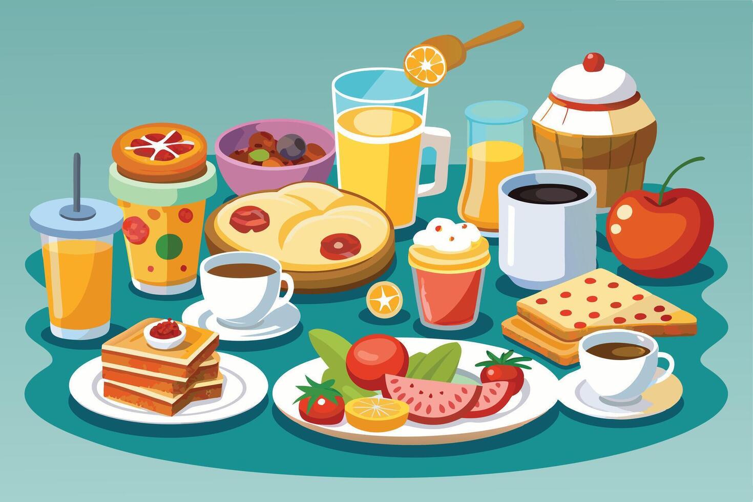 Colorful Illustration of a Delicious and Healthy Breakfast Spread vector