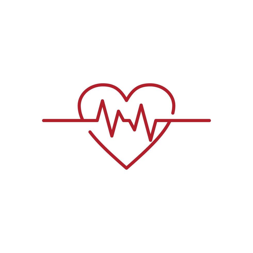 red heart beat line icon vector