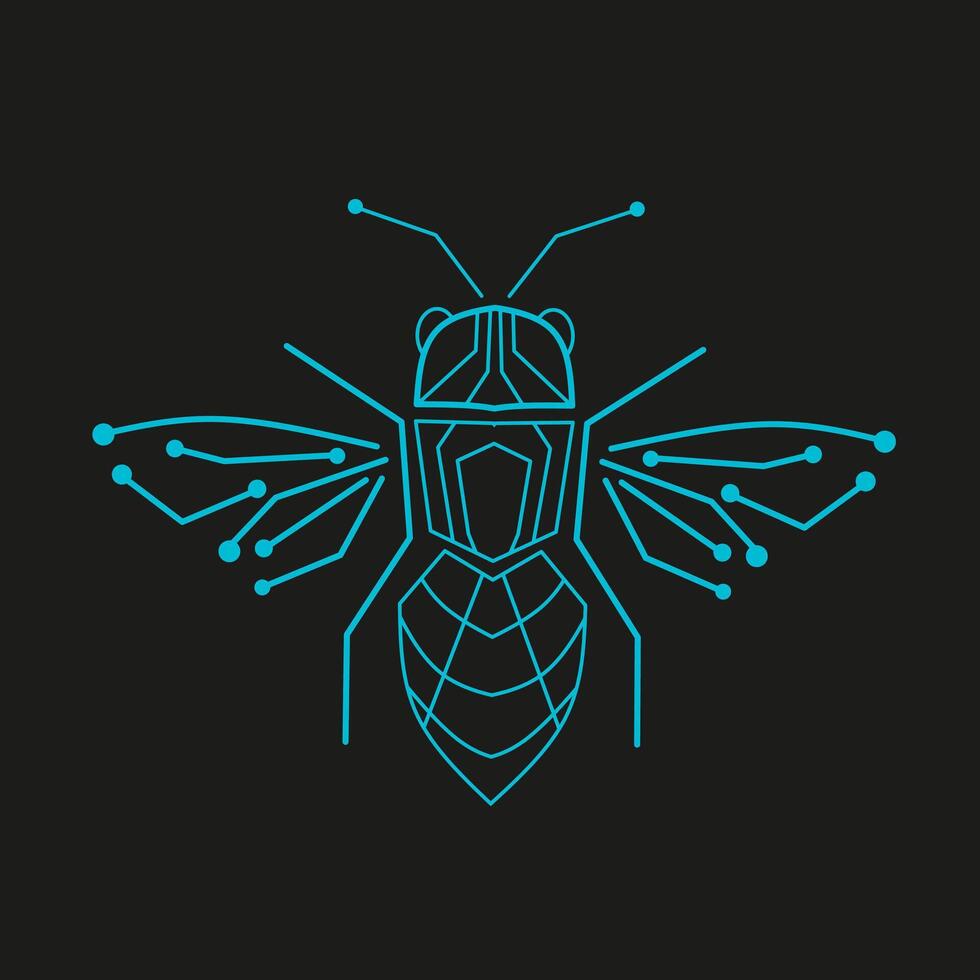 bee design illustration with line art technology style. suitable for logo design elements vector