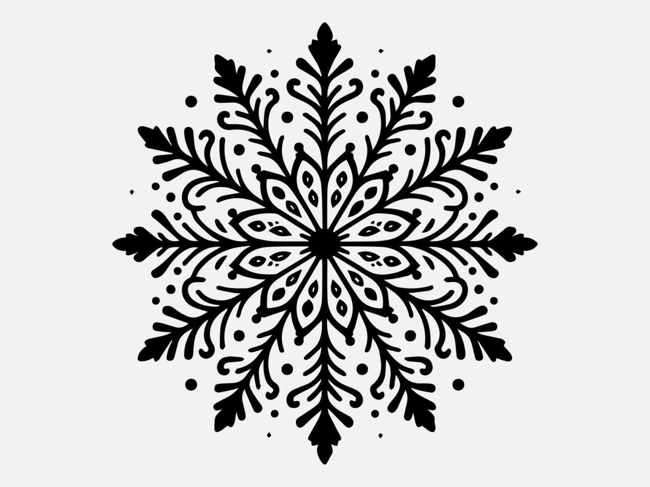 Intricate Snowflake Silhouette Illustration for Elegant Artwork vector