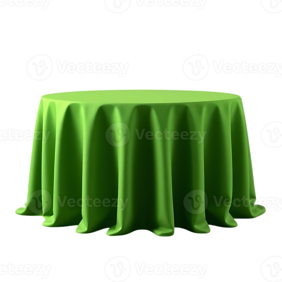 Green draped table cloth cover object. png