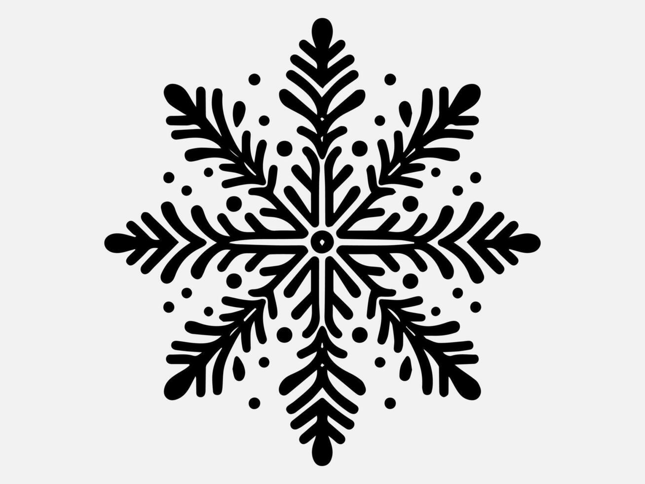 Hand Drawn Snowflake Silhouette Illustration for Creative Projects vector