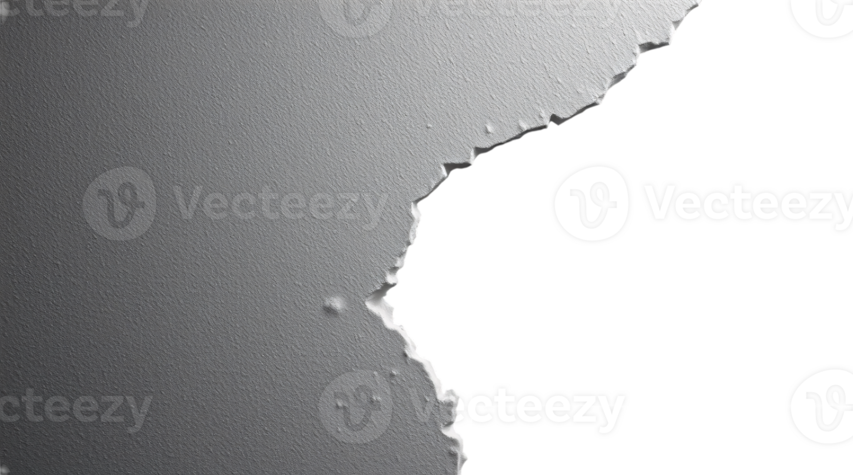 Grungy rough paper textured ripped edge with grey color effect. png