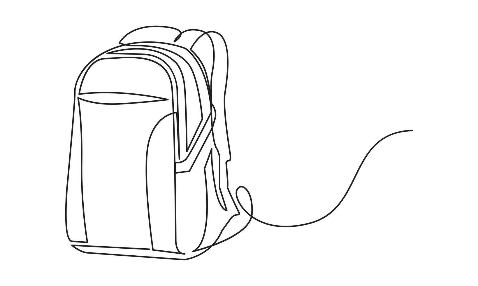 Backpack continuous one line drawing on white background concept of travel vector