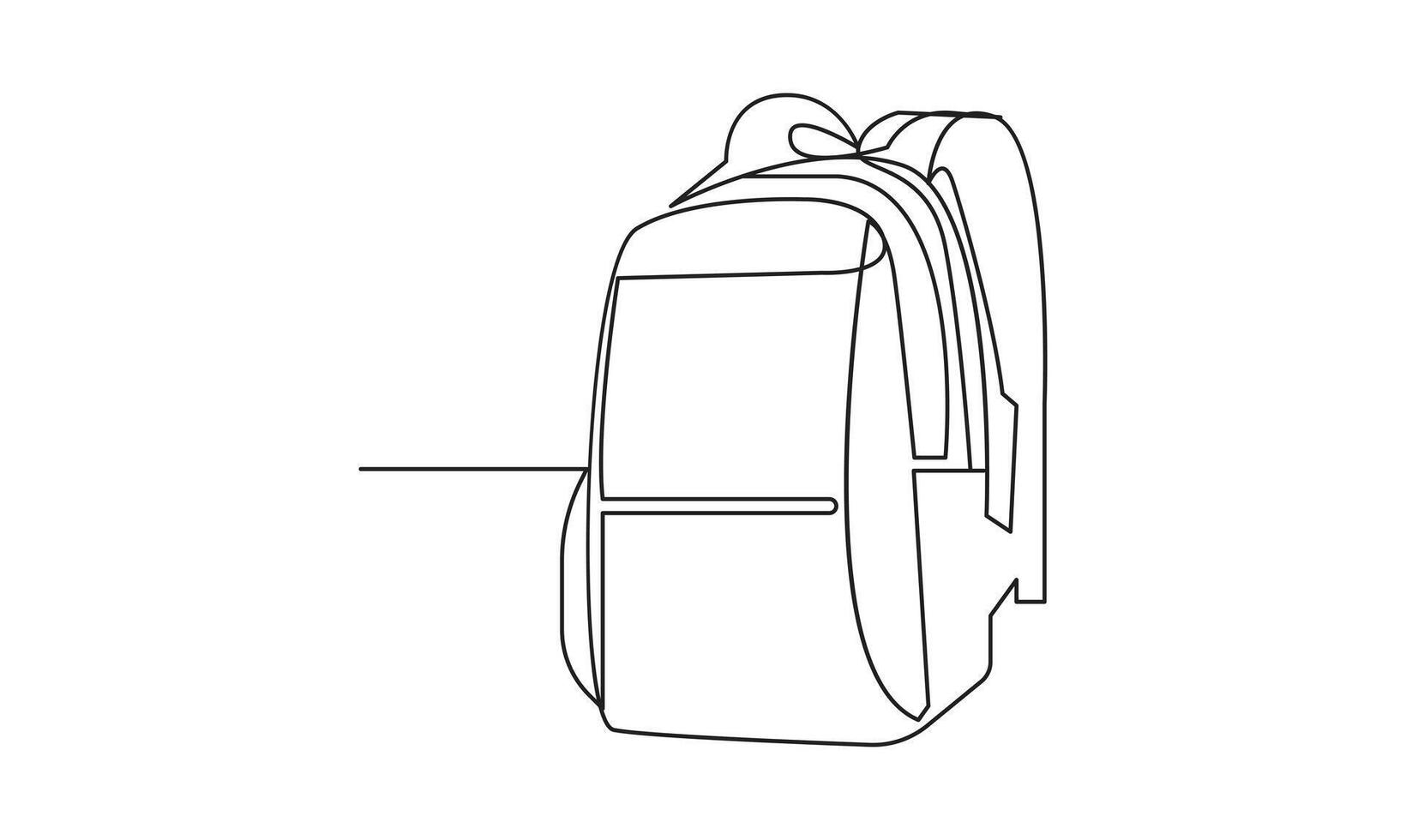 Backpack continuous one line drawing isolated on white background vector