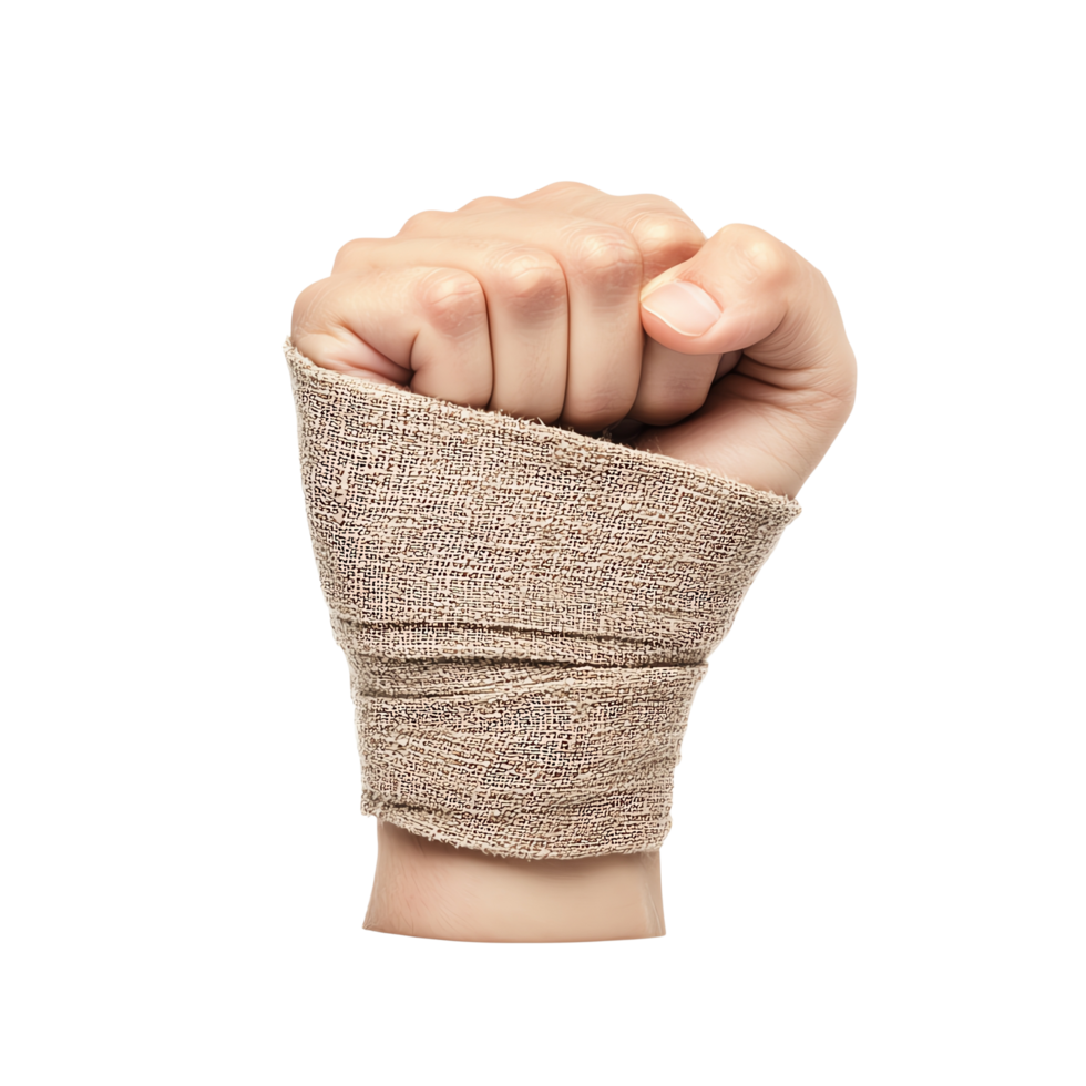 Wrapped fist ready for action, isolated background. png