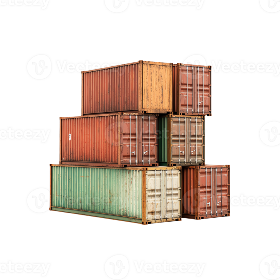 Stacked shipping containers, isolated png