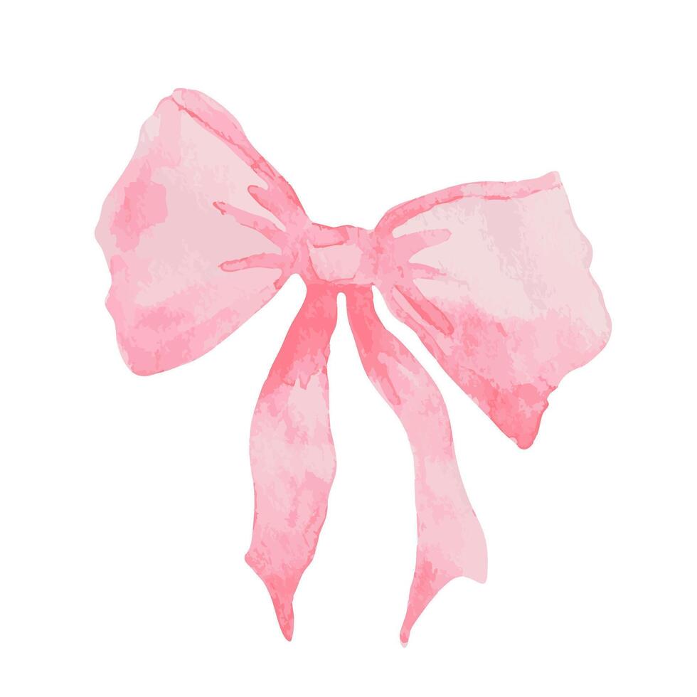 A delicate and charming Watercolor Pink Bow Illustration, perfect for enhancing various designs vector