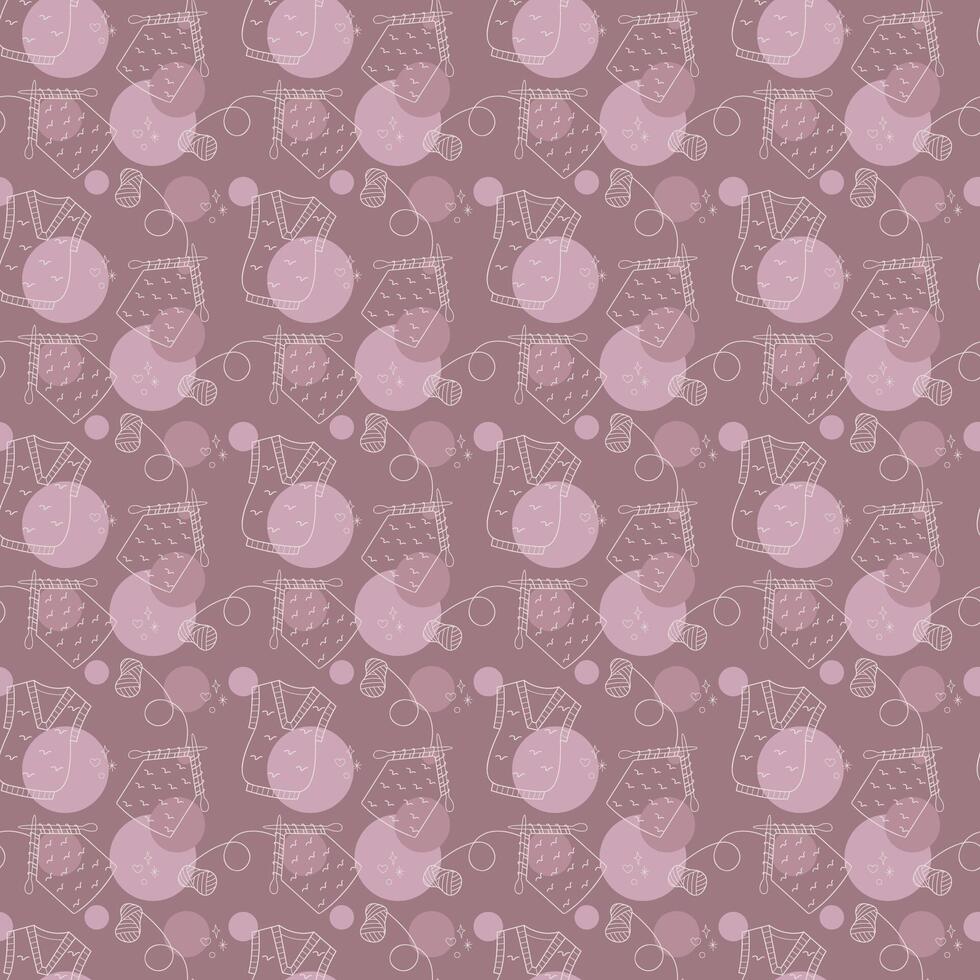Seamless pattern with waistcoat and handcraft knitting color. Illustration for your projects. vector