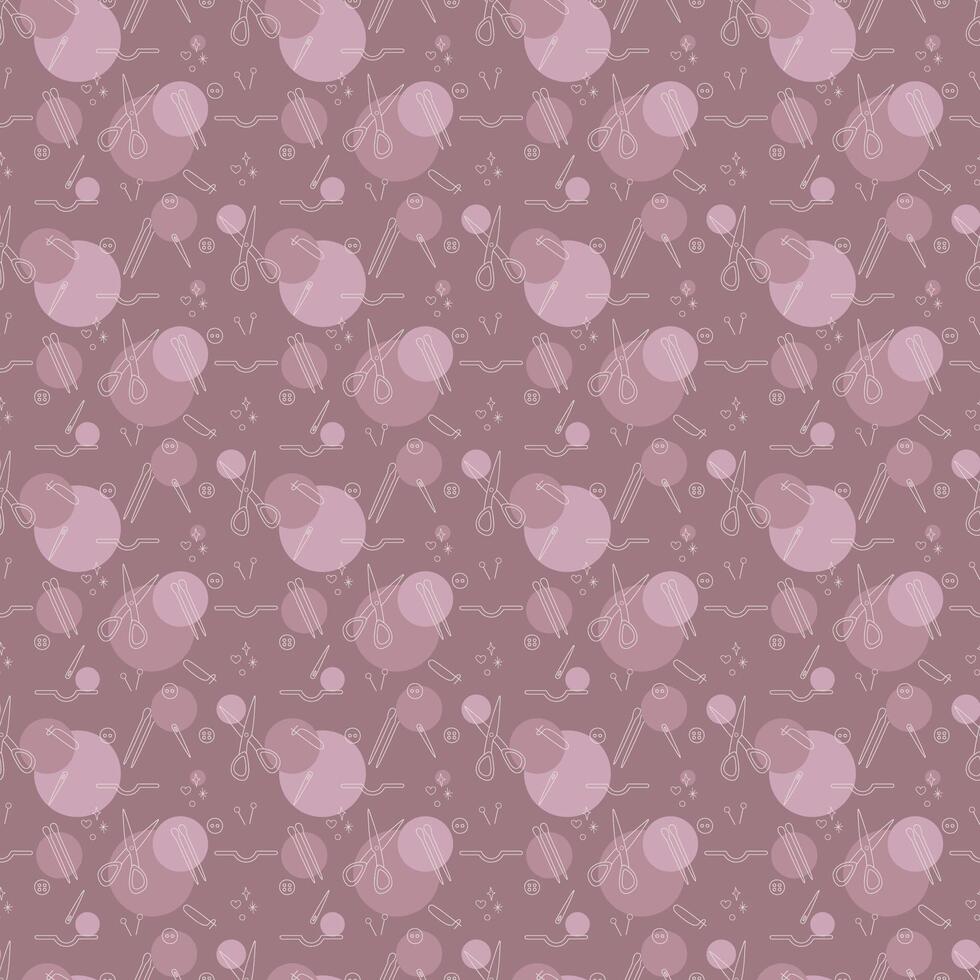 Seamless pattern with knitting needles tools color. Illustration for your projects. vector