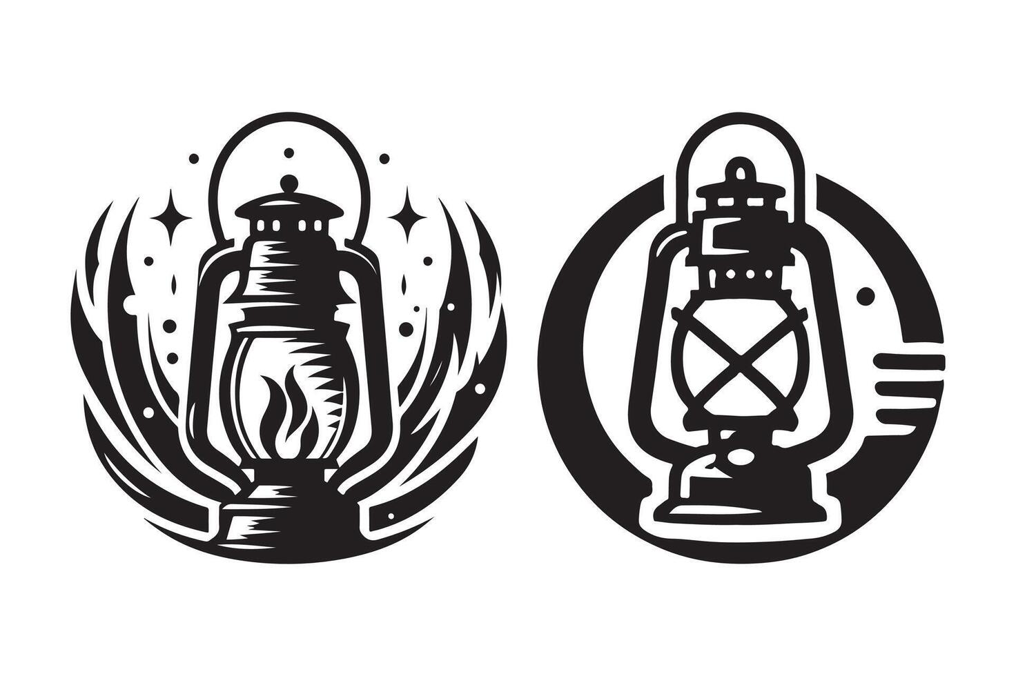 Rustic Lantern Flat Illustration vector
