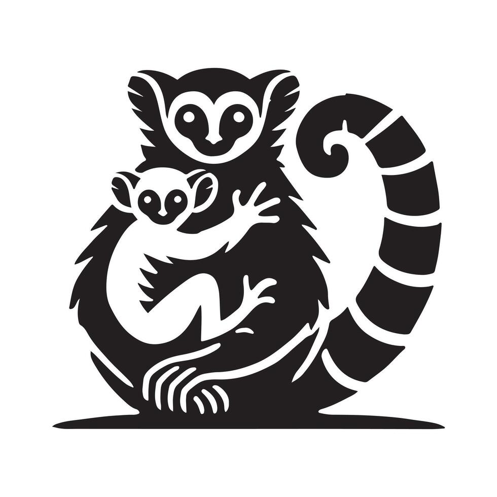 Wild Sifaka Monkey Art Silhouette vector