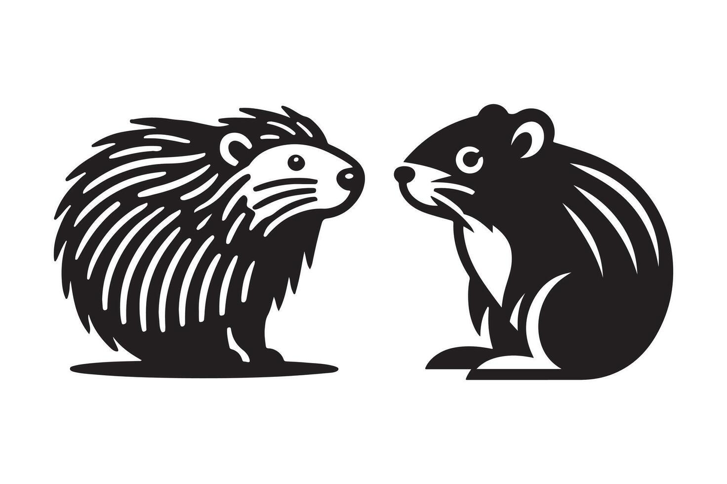 Hutia Rodent Outline Illustration vector