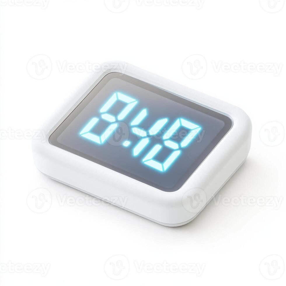 Compact digital alarm clock displaying bright numbers in a modern design for accurate timekeeping photo