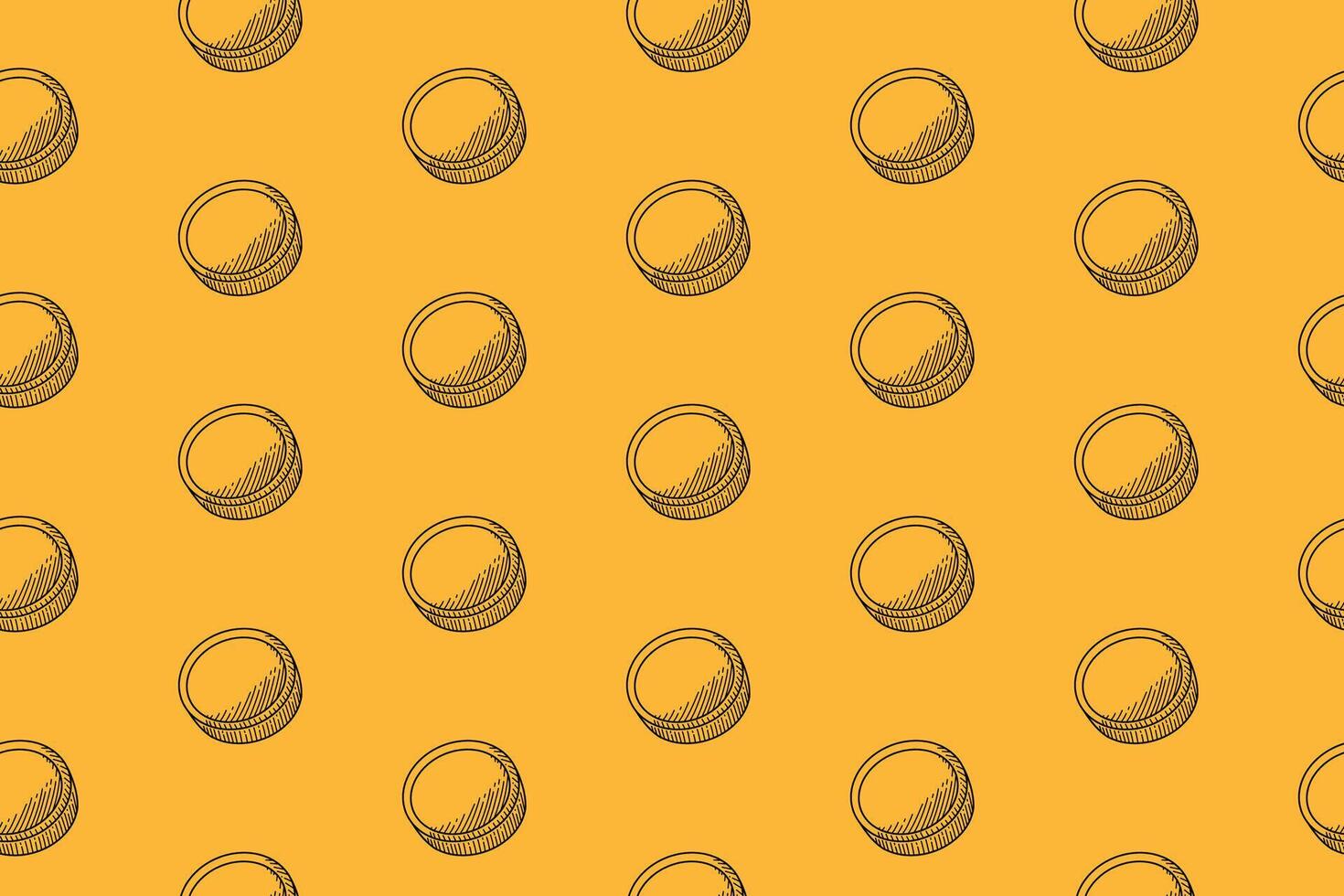 hockey puck doodle seamless pattern on yellow background. ice hockey puck symbol engraving pattern background. retro puck ball hockey background for hockey sport club vector