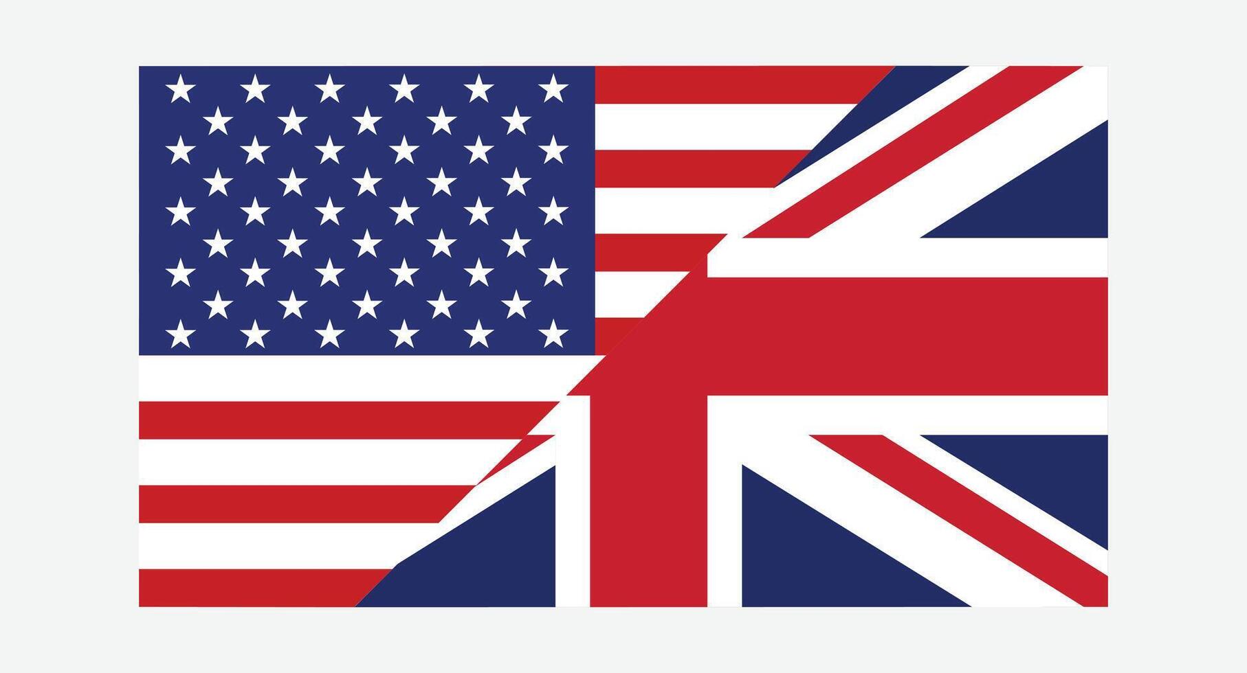 United States and United Kingdom Flags Combined. British and USA Flags. vector