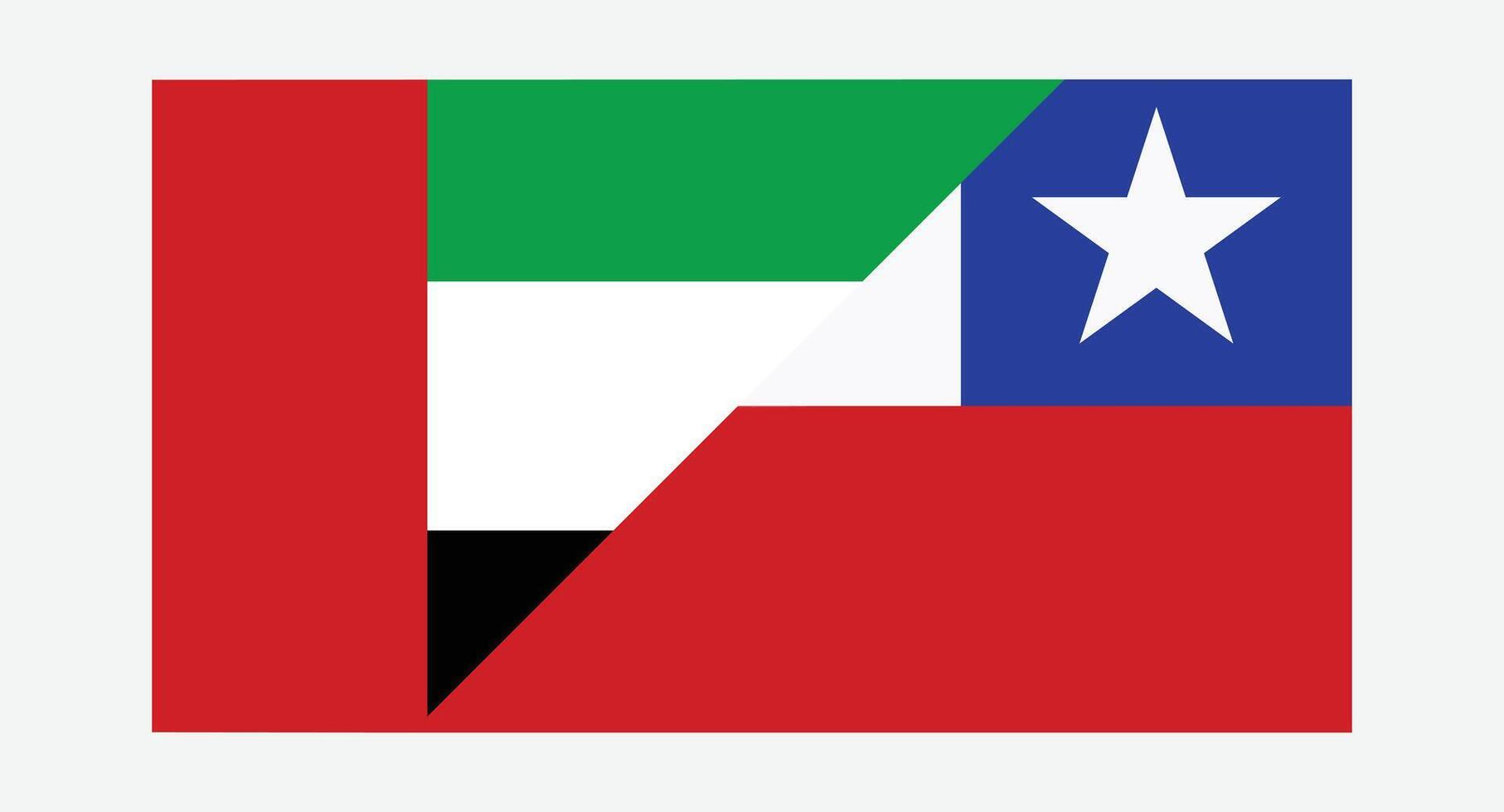 United Arab Emirates and Chile Flags Combined Design. UAE vs Chile Flags. vector