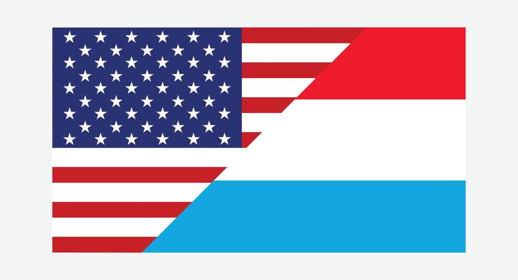 US and Luxembourg Flags Combined, Representing International Relations. vector