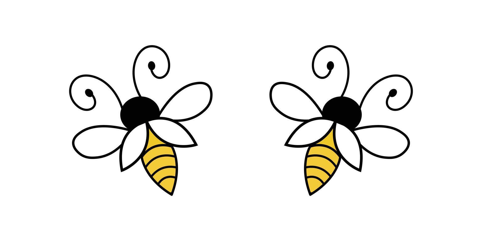 An illustration stylized cartoon bees against a white background. vector