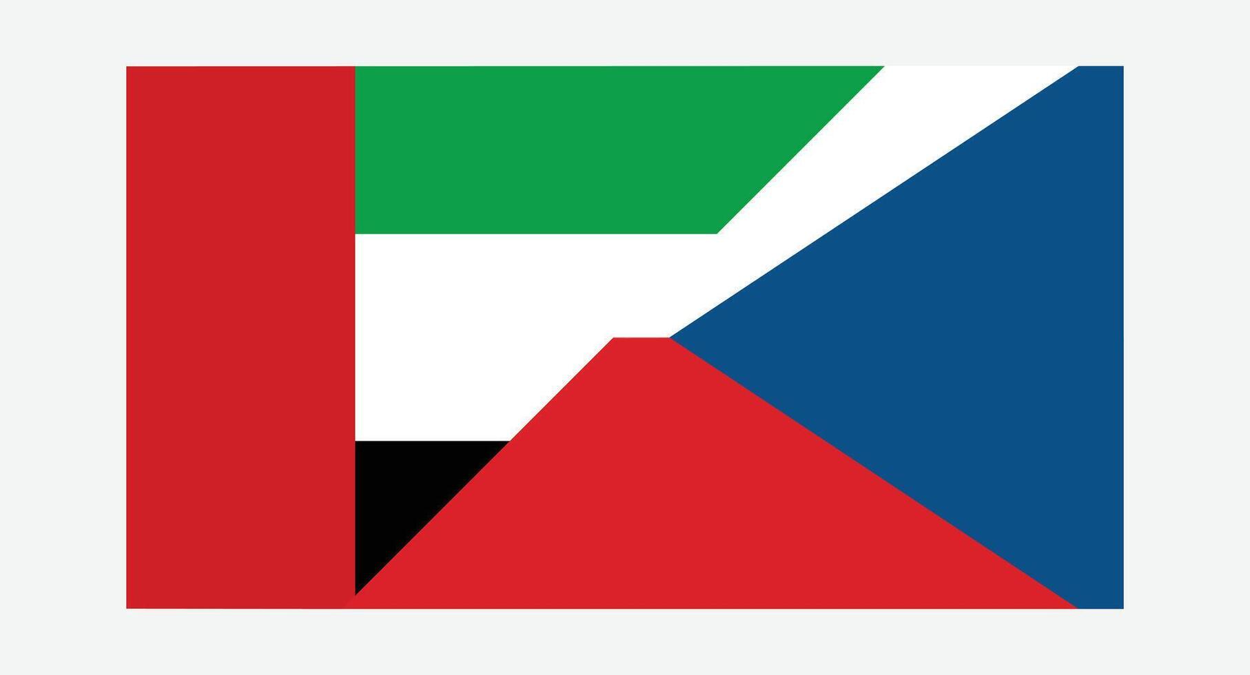 United Arab Emirates and Czech Republic Flags Combined Design. UAE vs Czech Republic Flags. vector
