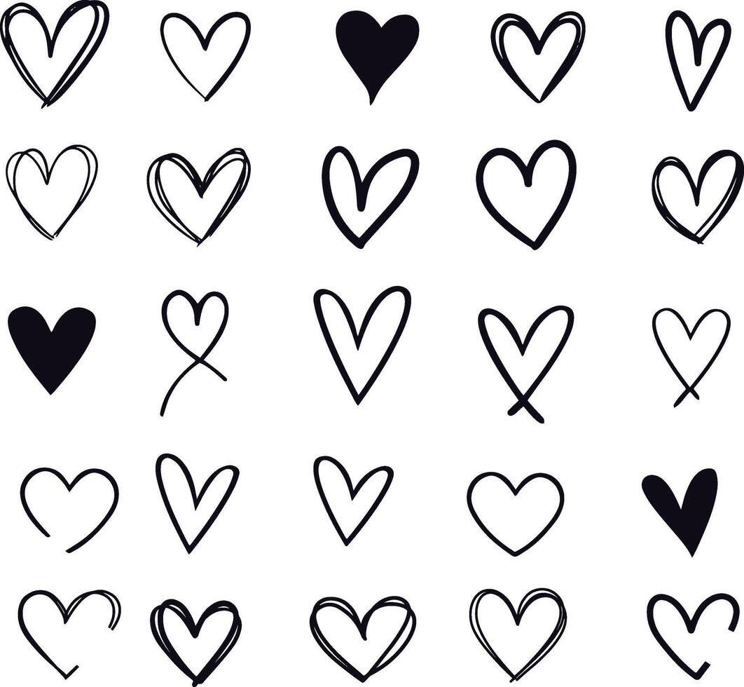 Hand Drawn Heart , Open Heart , Doodle Heart vector