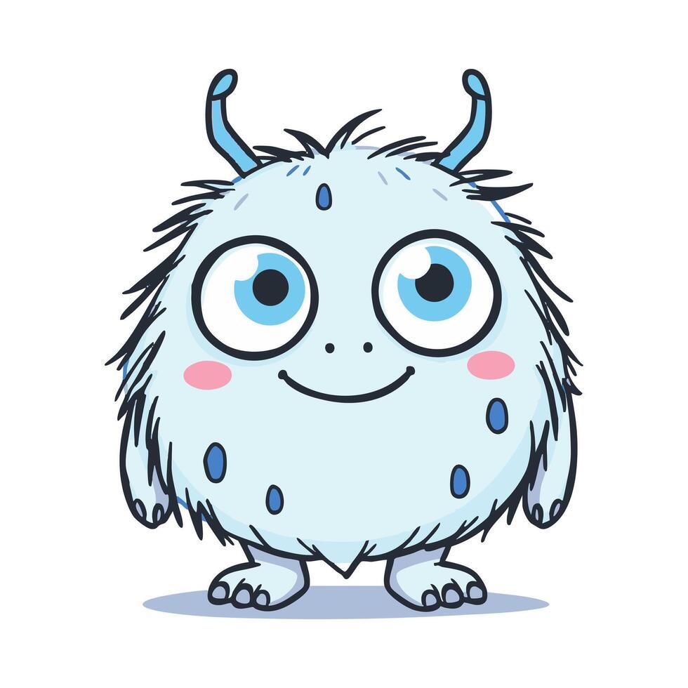 A cartoon monster with blue eyes and big eyes vector