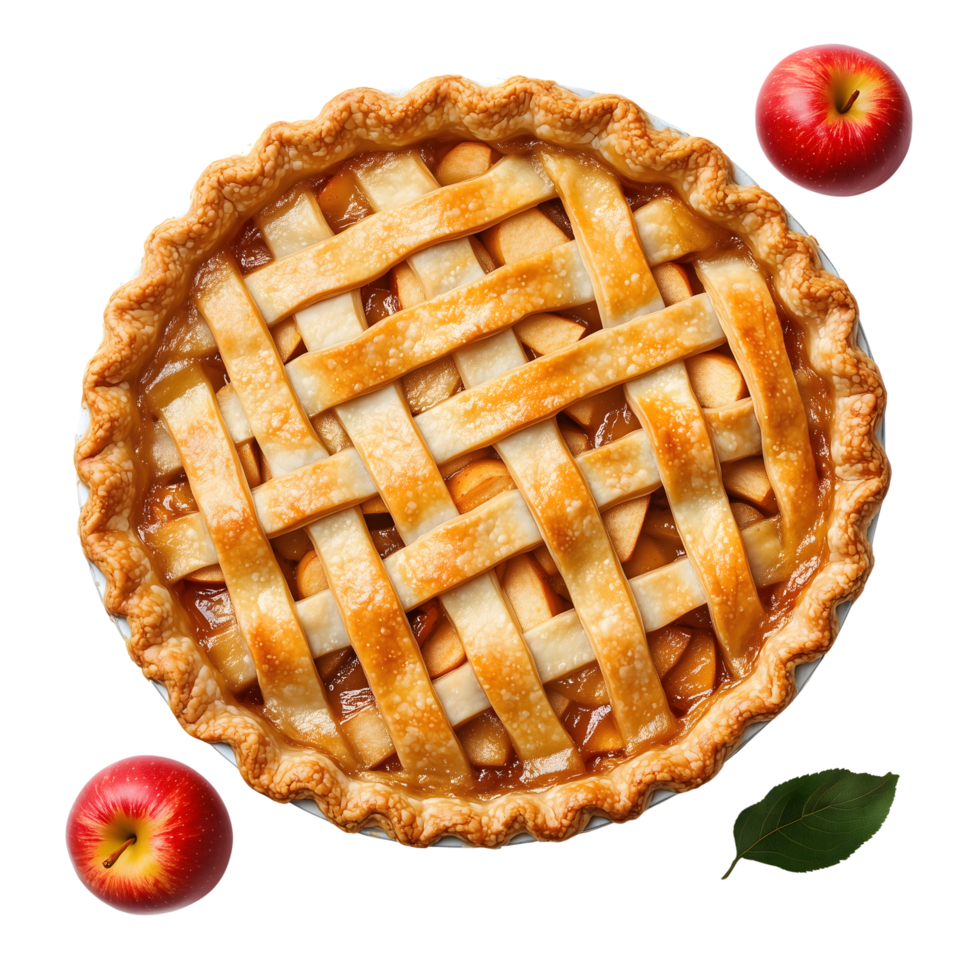 Delicious Homemade Apple Pie Rustic Lattice Crust, Golden Glaze, Sweet Apples png