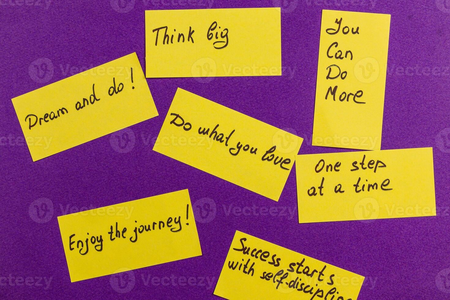Encouraging quotes on sticky notes for personal motivation and growth photo