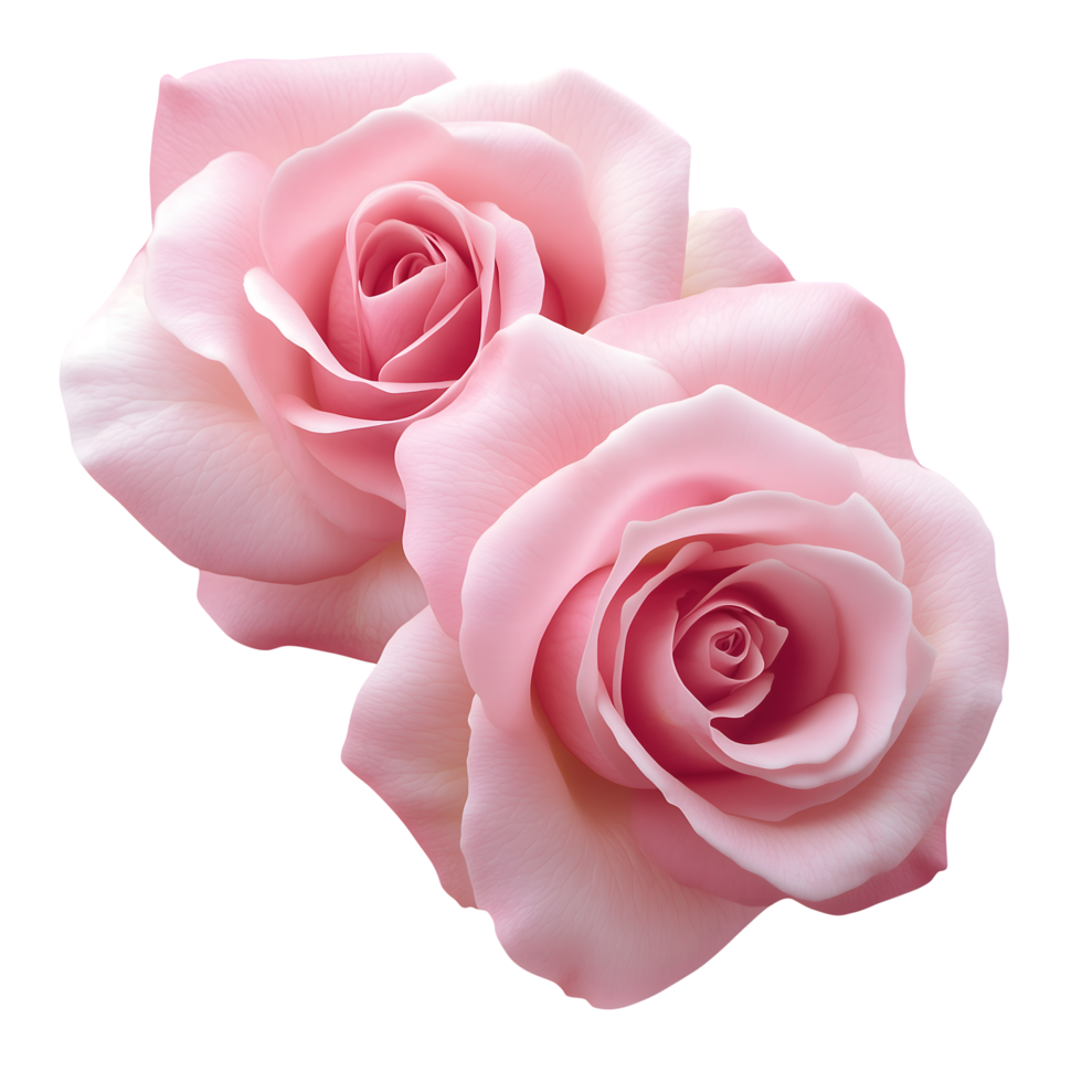 Two Delicate Pink Roses A Close-Up Botanical Image of Beauty and Romance png
