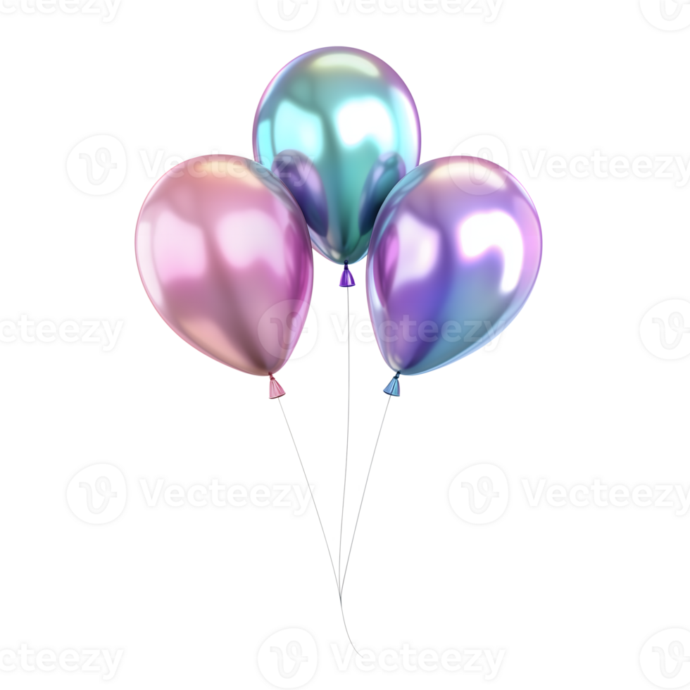 Shiny Metallic Balloons Bunch Isolated on Transparent Background Birthday Celebration png