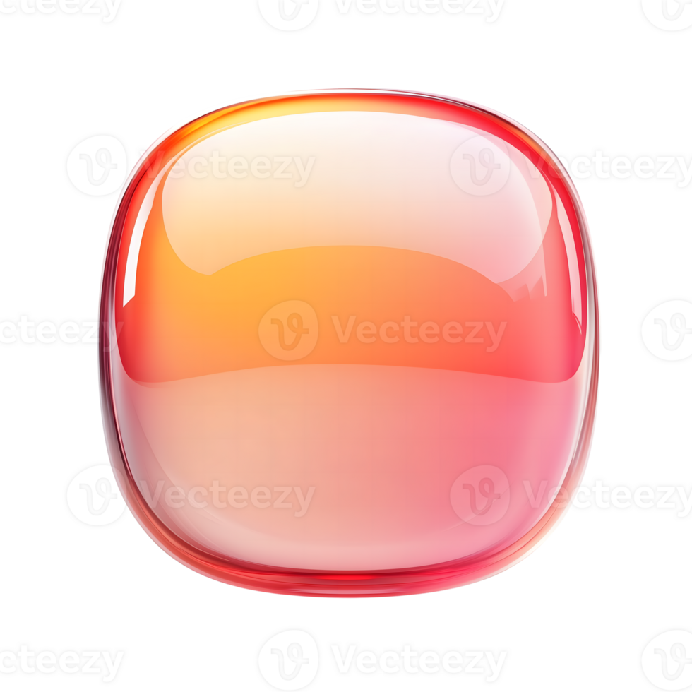 3D Round Button Icon in Orange and Red Glossy Glass with Transparent Background png