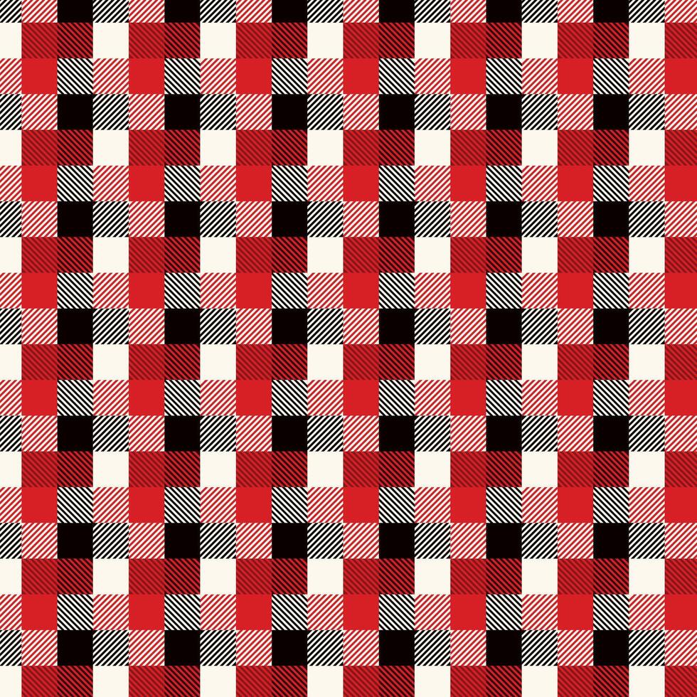 Red and white Gingham Checkered Pattern. Textile design of textured plaid. Checkered fabric pattern swatch for print, tartan, gift wrap, textiles, checkered background for tablecloth. Black vector