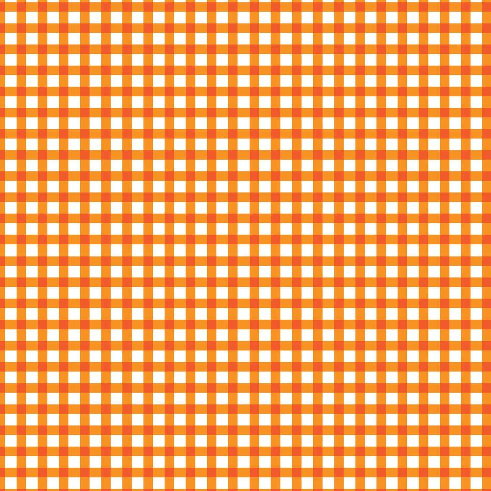orange Gingham Check Pattern. Textile design of textured plaid. Checkered fabric pattern swatch for print, tartan, gift wrap, textiles, checkered background for tablecloth. Stripes crossed vector