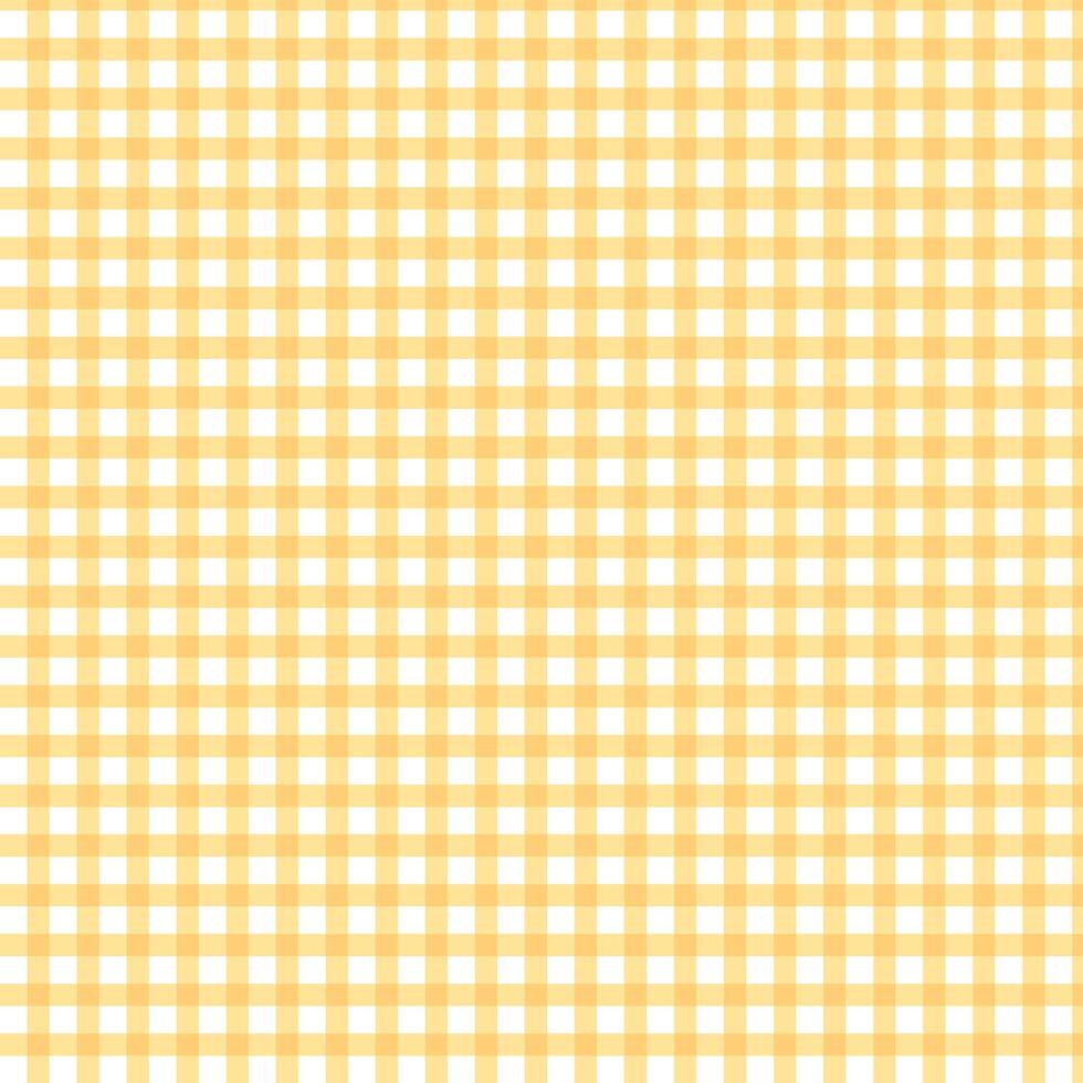yellow and white Gingham Check Pattern. Textile design of textured plaid. Checkered fabric pattern swatch for print, tartan, gift wrap, textiles, checkered background for tablecloth. Stripes crossed vector