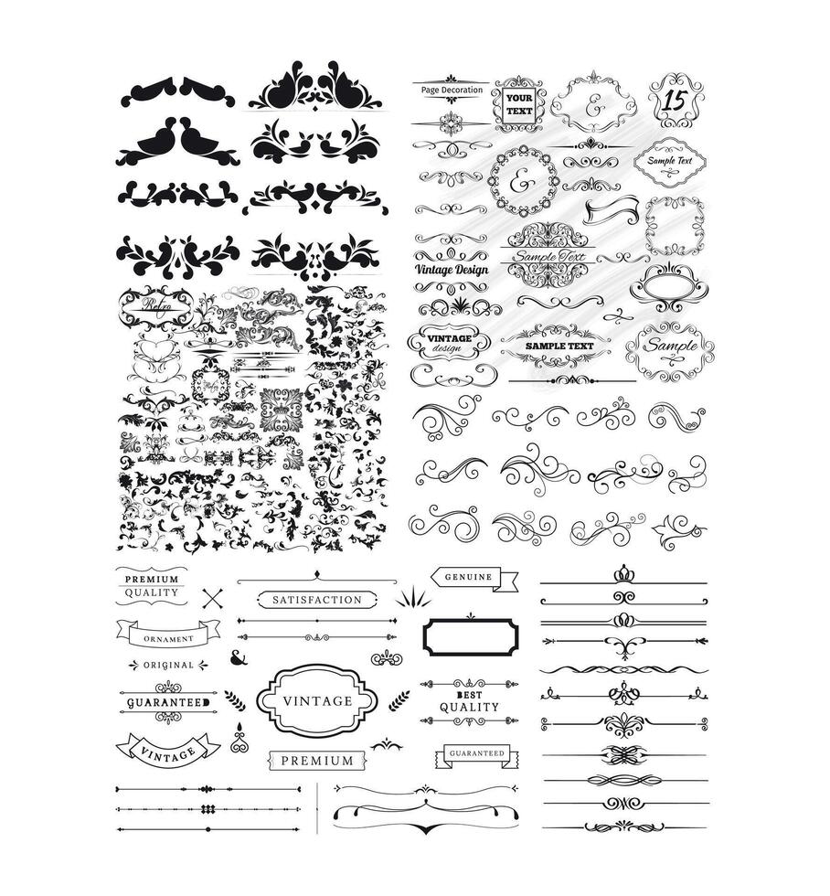 Decorative design elements and ornaments collection vector