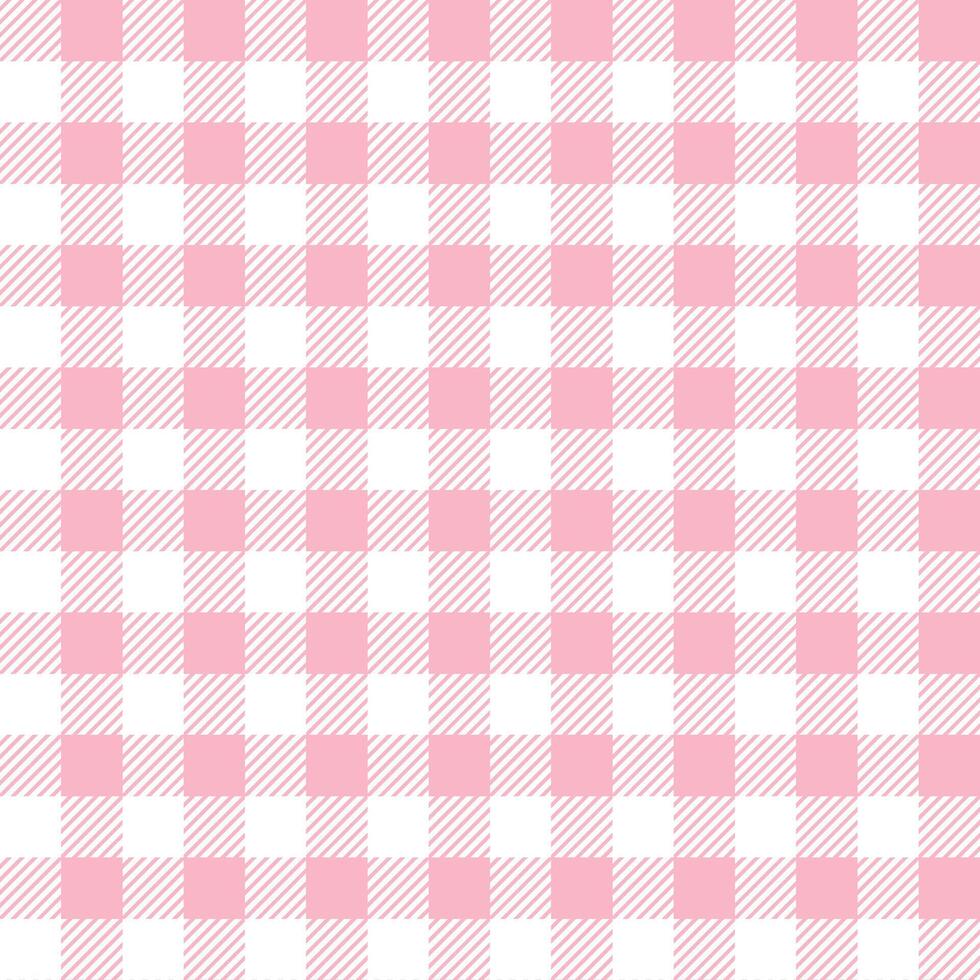 Pink and white Gingham Checkered Pattern. Textile design of textured plaid. Checkered fabric pattern swatch for print, tartan, gift wrap, textiles, checkered background for tablecloth. vector