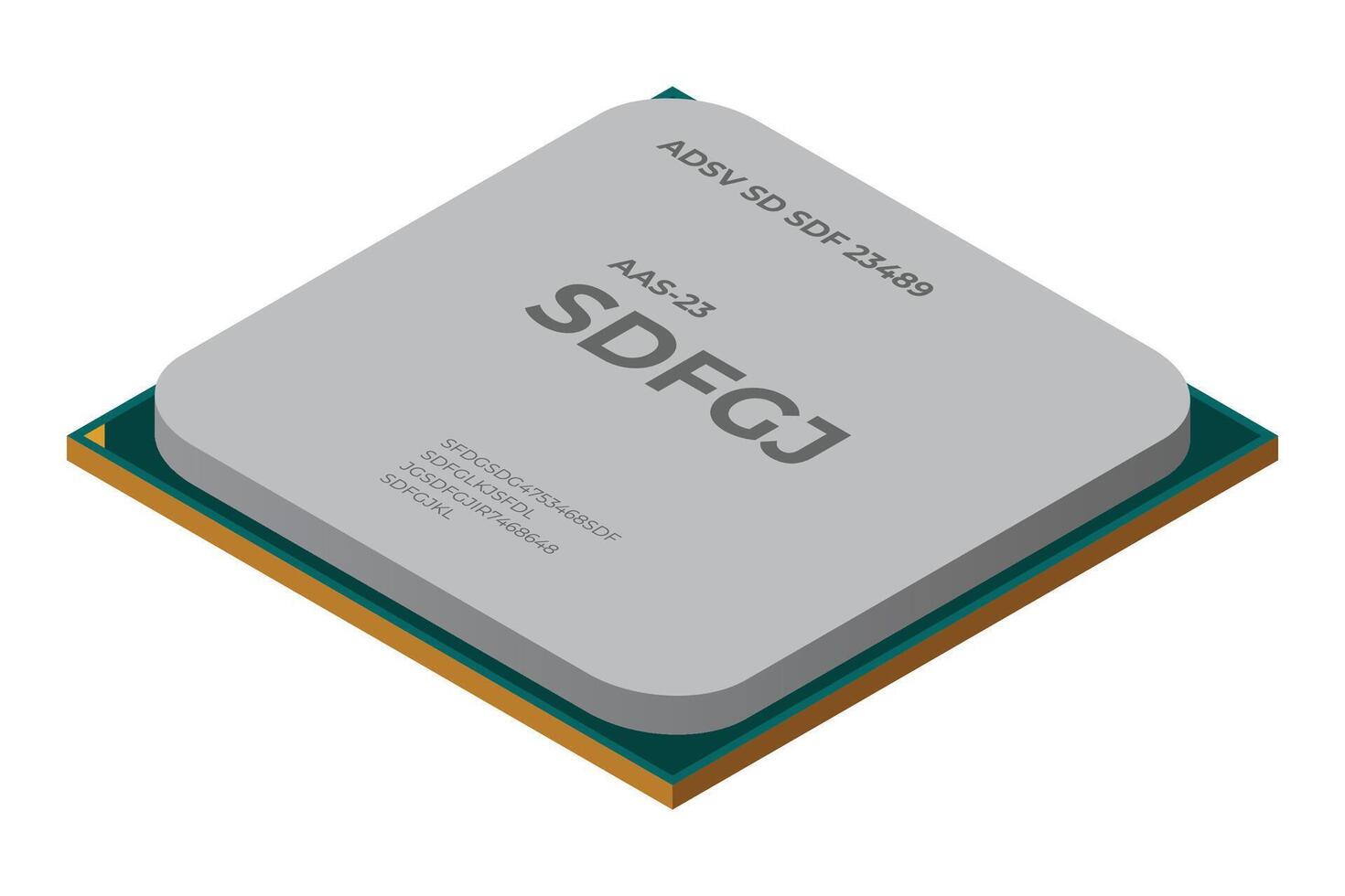 Isometric processor. Central processing unit or CPU. Computer hardware components. Semiconductor technology concept. vector