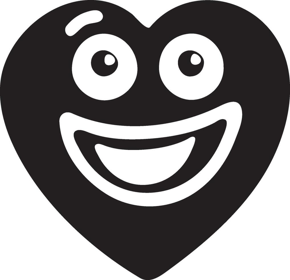 Smiling heart silhouette icon. vector