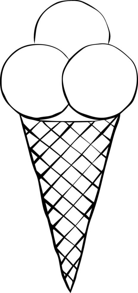 Ice cream cone graphic line ink icon design. template for package, kitchen design, fabric and textile. Banner, poster, wrapping paper, sticker, print, modern textile design. vector