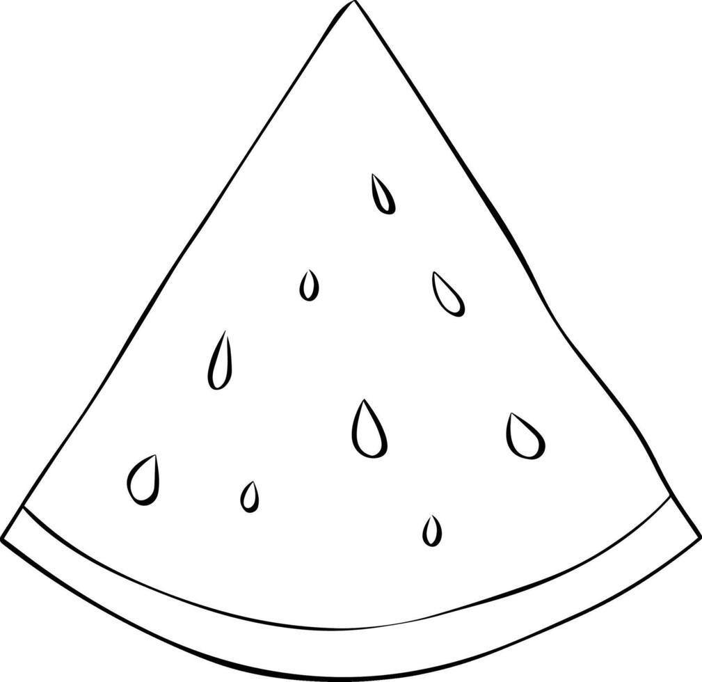 Watermelon slice graphic line ink icon. Outline isolated on a white background. Banner, poster, wrapping paper, sticker, print, modern textile design. vector