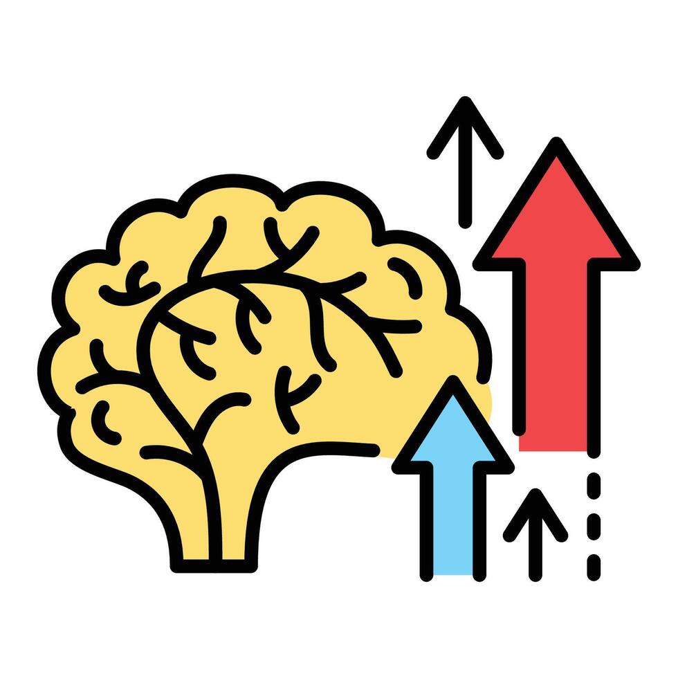 Brain growth color icon vector