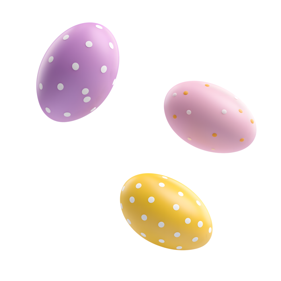 Pastel Easter Eggs Falling Festive Spring Design with Polka Dots png